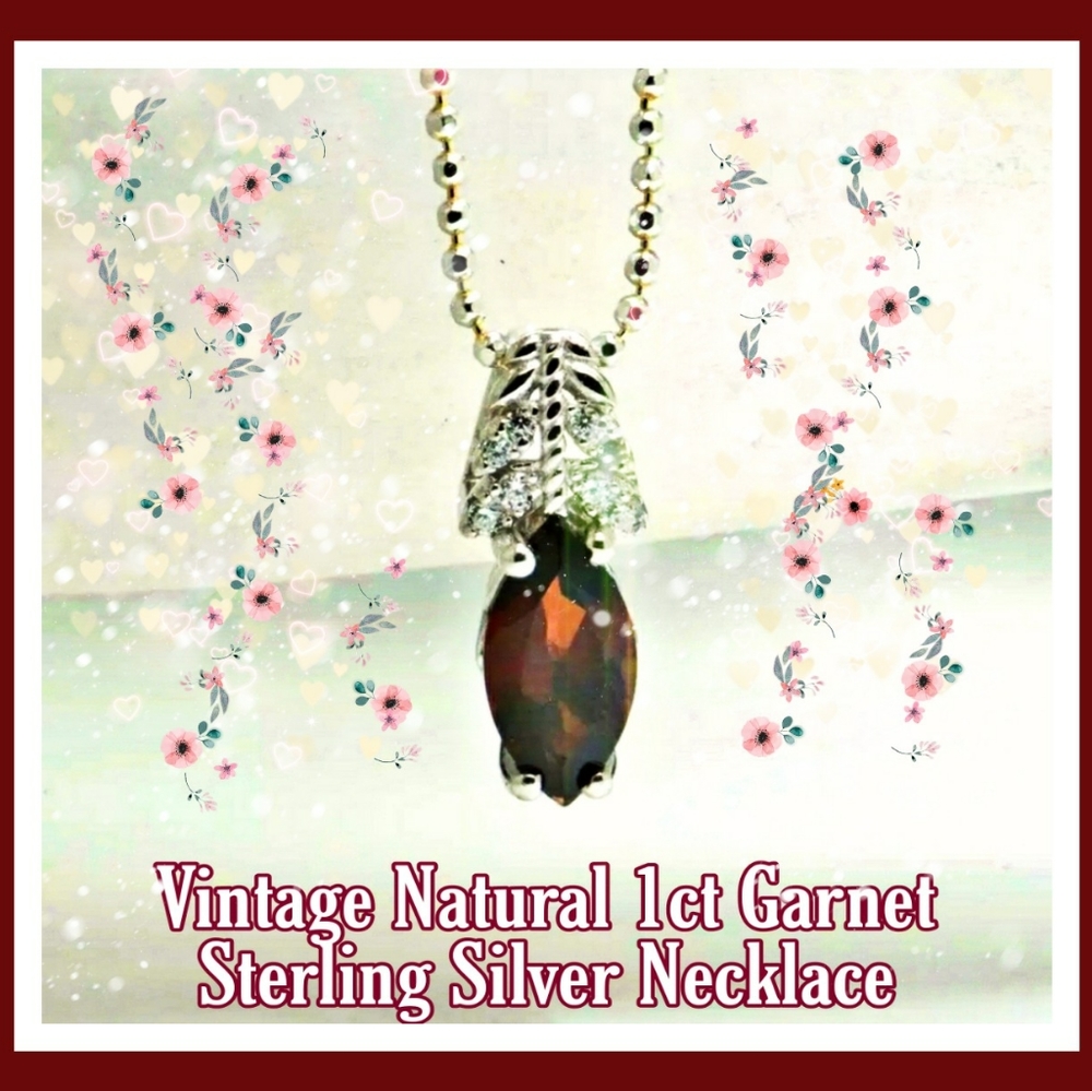 🎀Clearance🎀 NATURAL 1CT GARNET & DIAMONDS PENDANT NECKLACE VINTAGE EXCELLENT - Picture 8 of 13